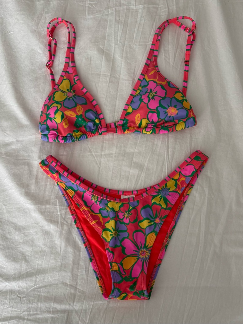 Wild Fable Pink Multi Floral Triangle Bikini